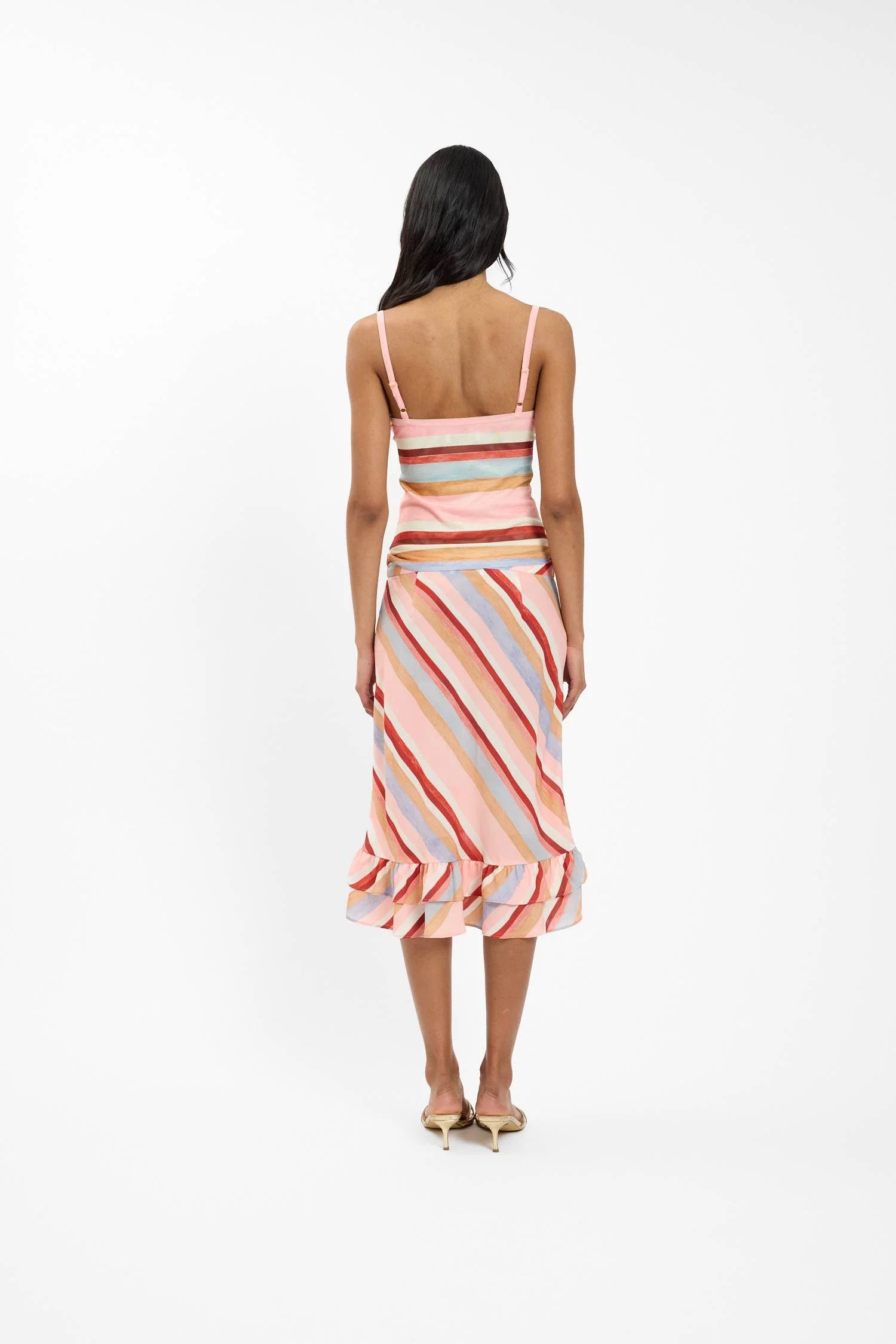 BLUSH STRIPE MESH CAMISOLE