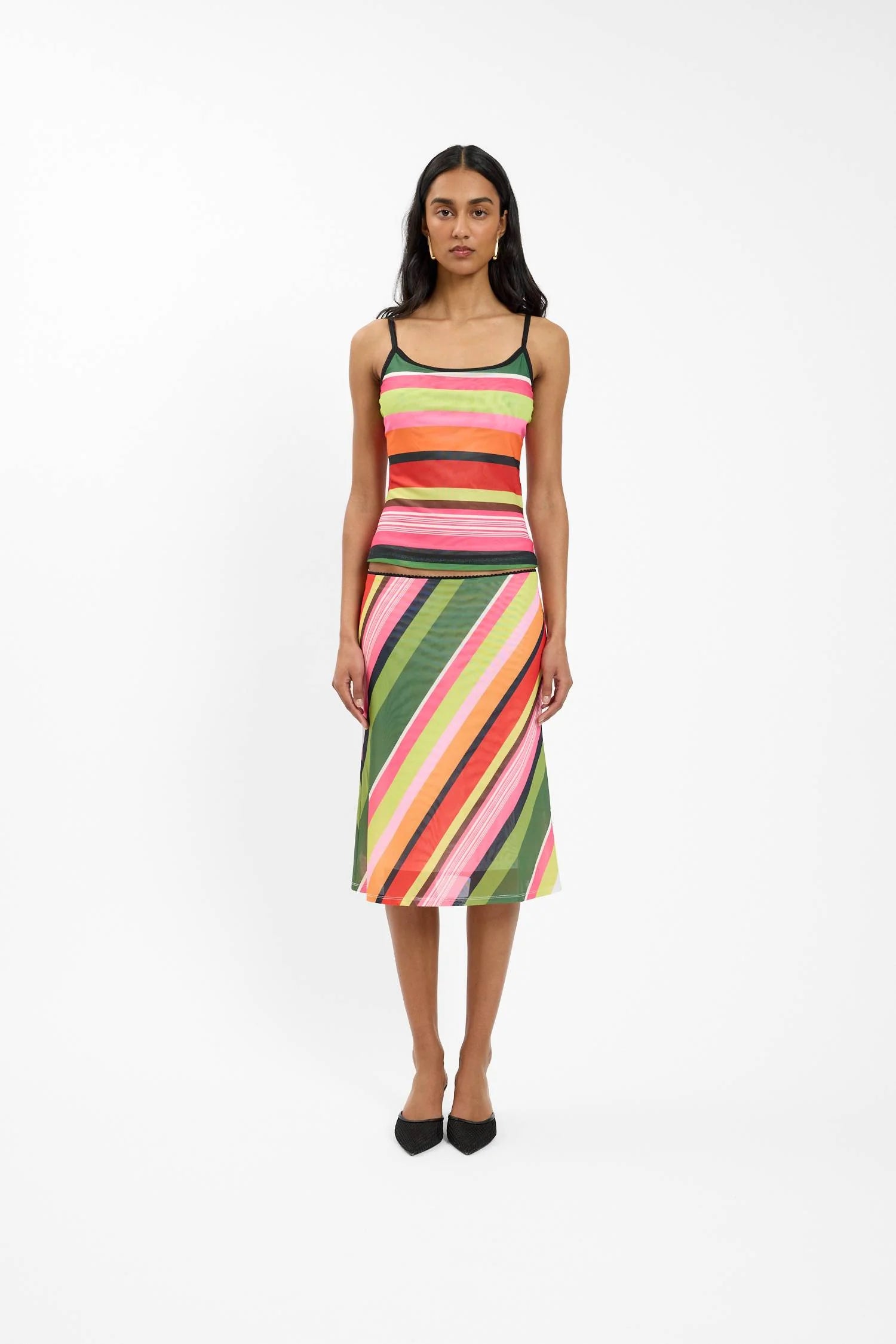 EMERALD STRIPE MESH CAMISOLE