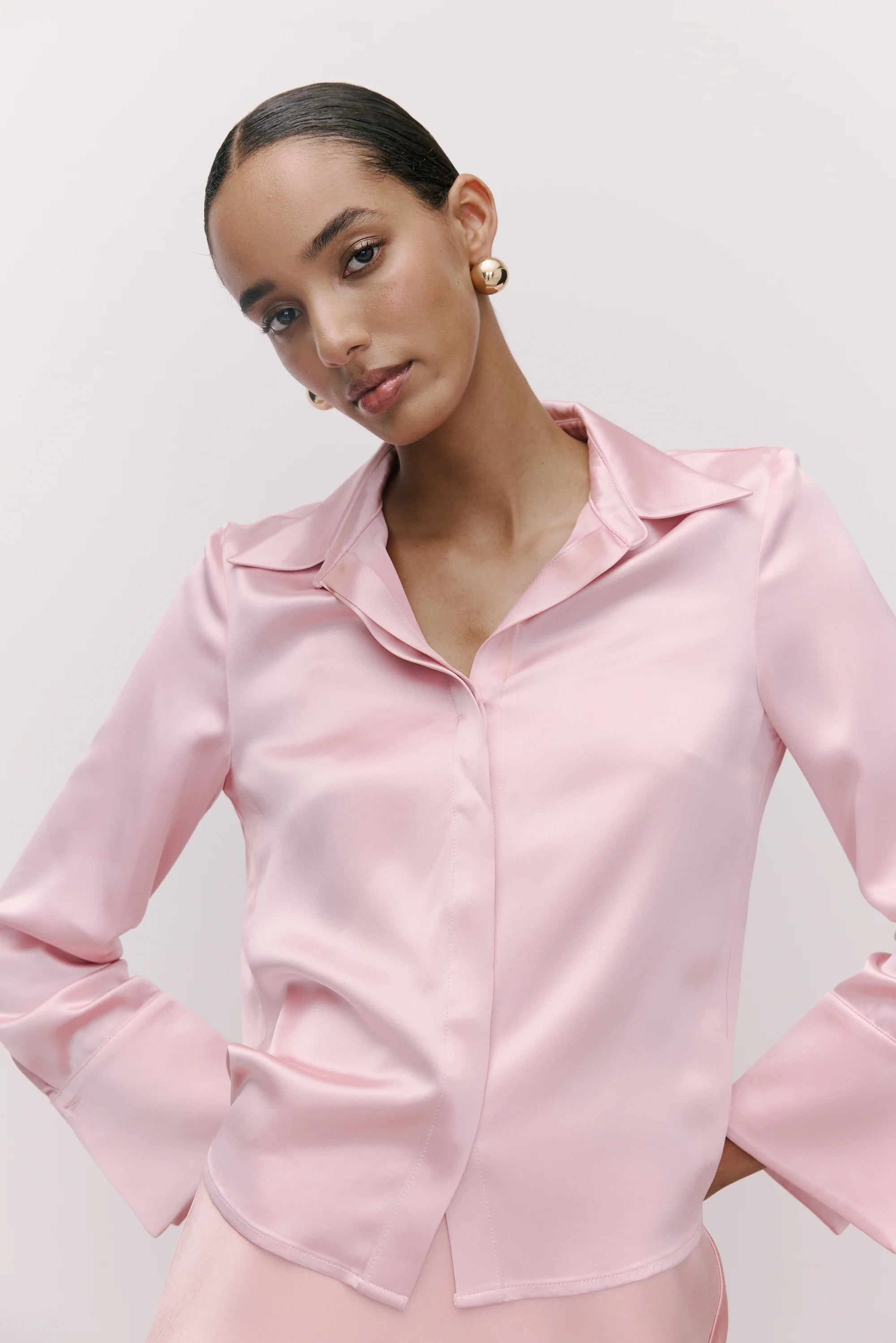 SILKY SHIRT PINK