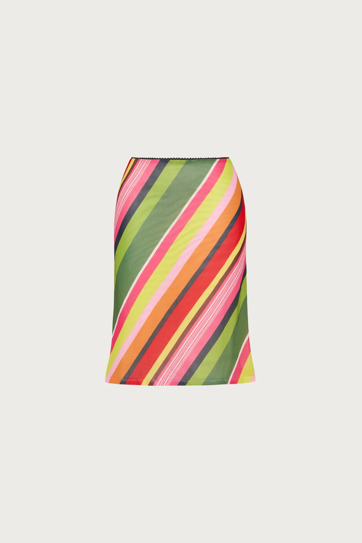 EMERALD STRIPE MESH MIDI SKIRT
