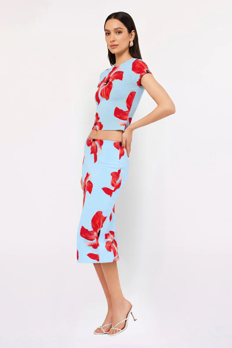 CHLOE FLORAL RUCHED SKIRT