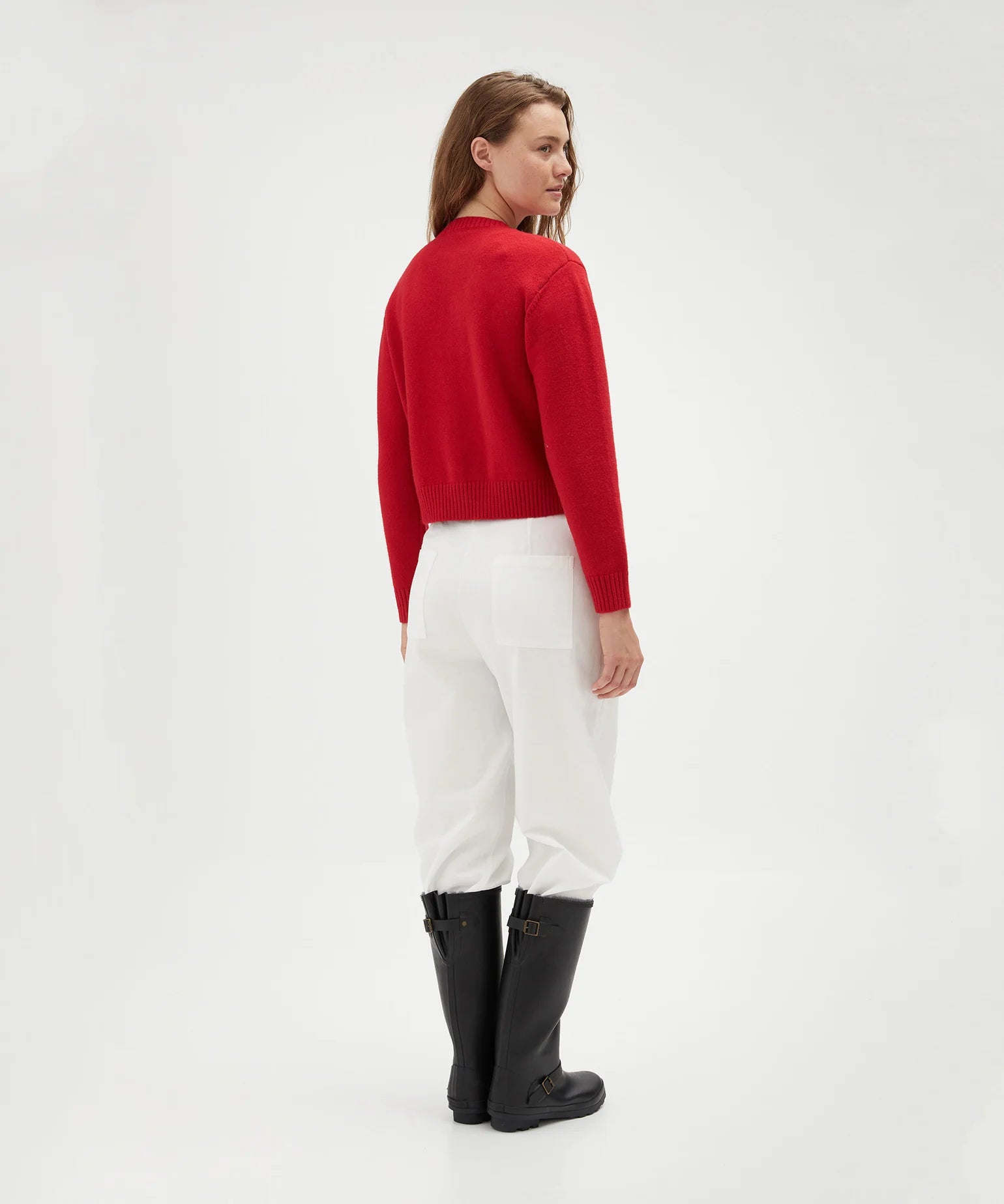 CREW NECK CARDIGAN RED