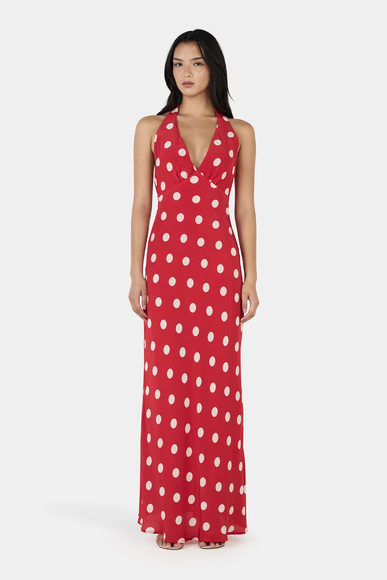 ELYSE MAXI DRESS - RED POLKA