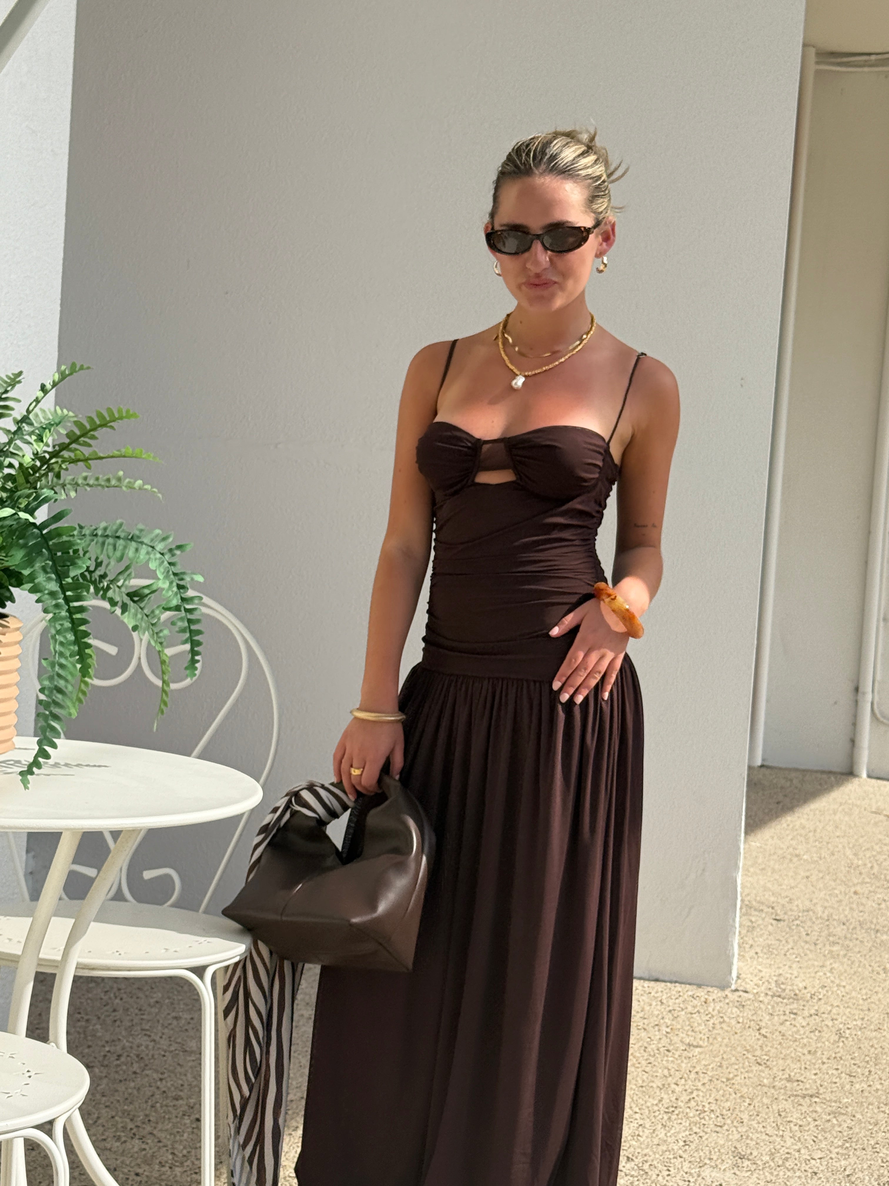 RENEE BUSTIER SHEER MAXI