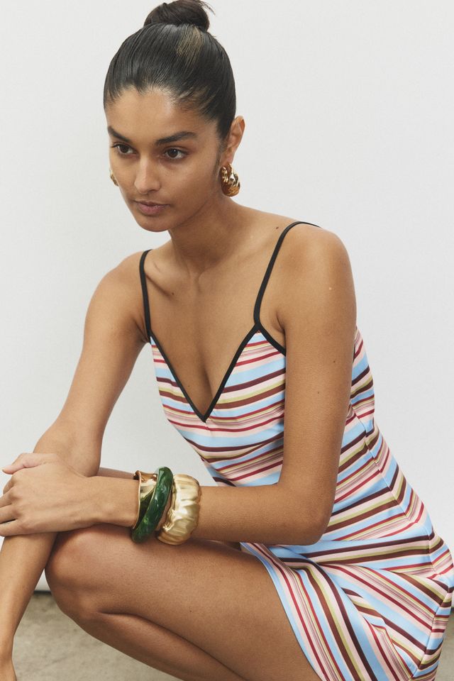 BIAS MINI DRESS - VINTAGE STRIPE