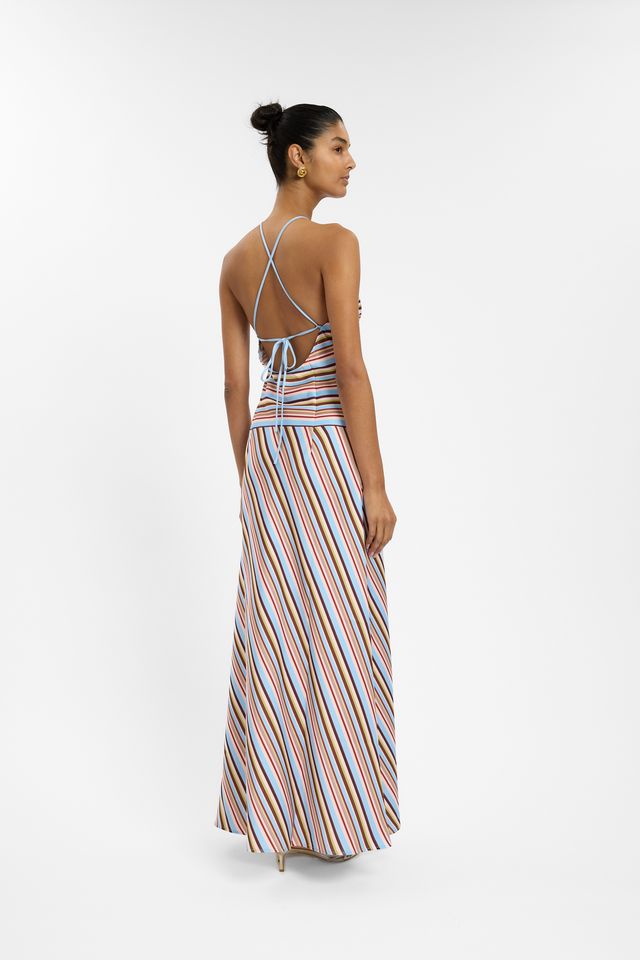 HALTER MAXI DRESS - VINTAGE STRIPE