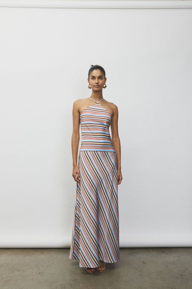 HALTER MAXI DRESS - VINTAGE STRIPE