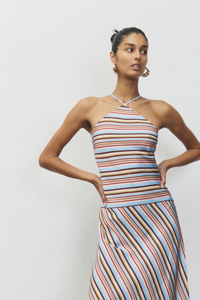 HALTER MAXI DRESS - VINTAGE STRIPE