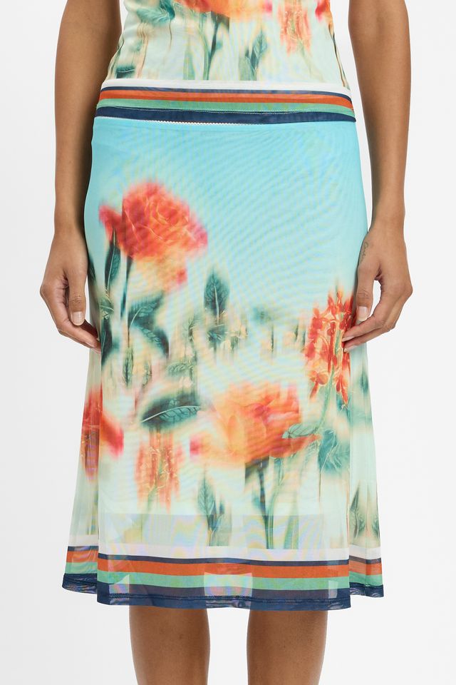 BABY BLUE MIDI MESH SKIRT