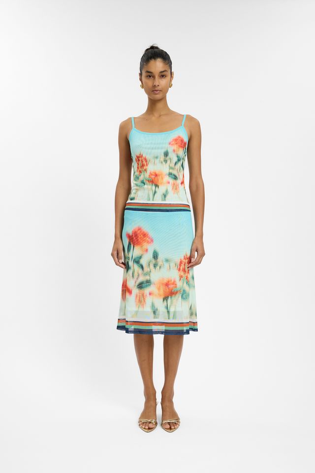 BABY BLUE MIDI MESH SKIRT