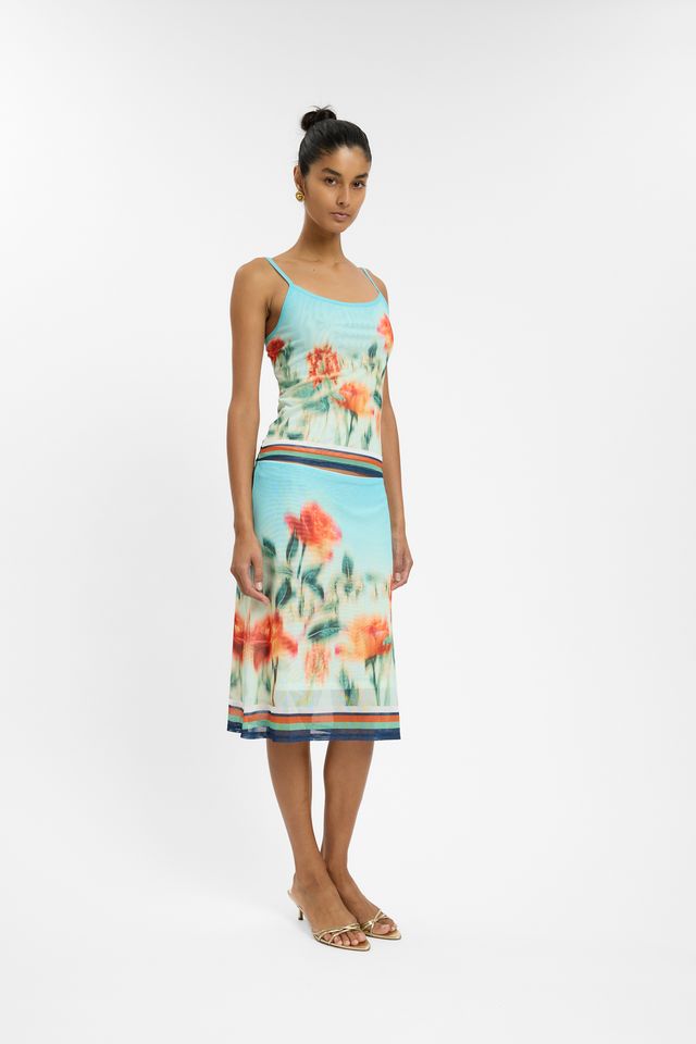 BABY BLUE MIDI MESH SKIRT