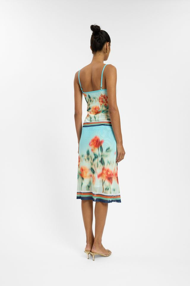 BABY BLUE MIDI MESH SKIRT