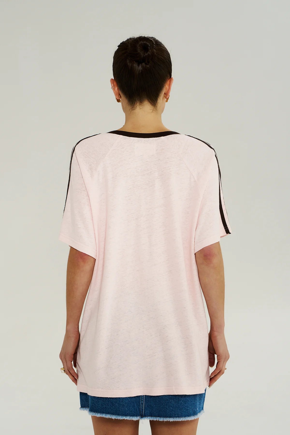 V NECK JERSEY TEE - DUSTY ROSE