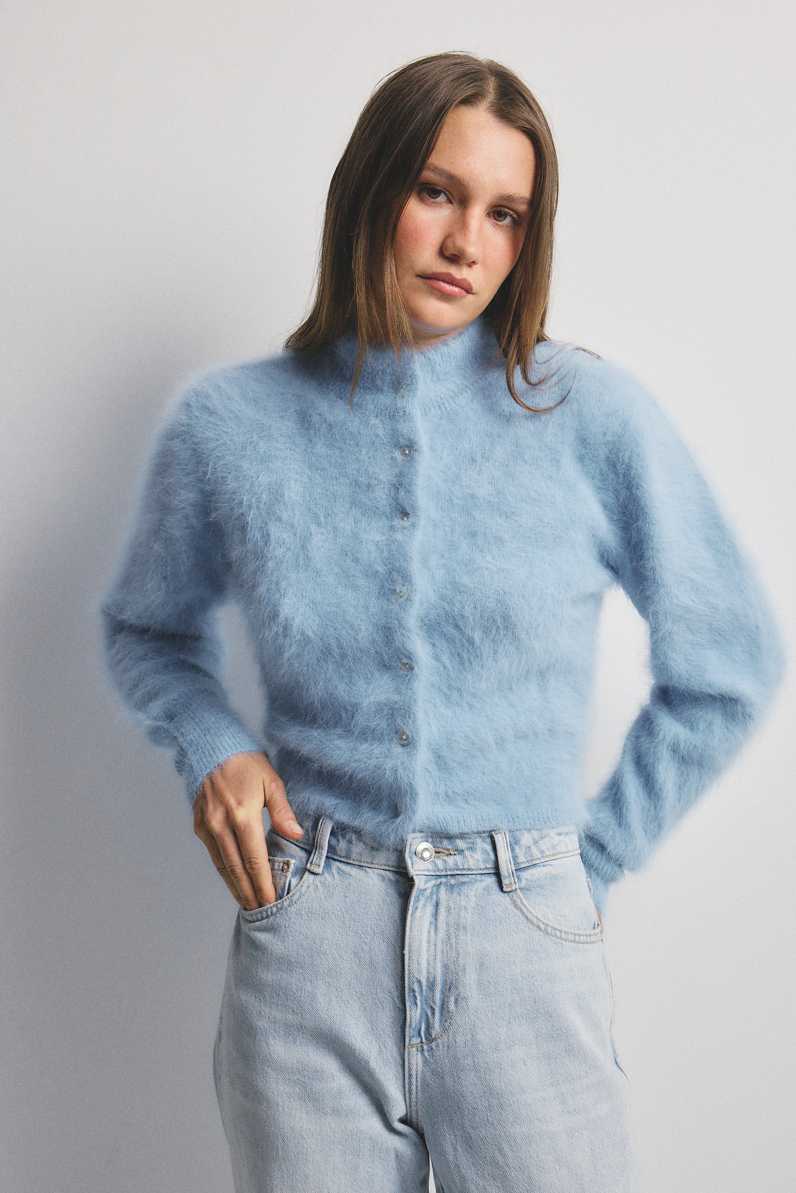 BELLA CASHMERE BUTTON CARDI