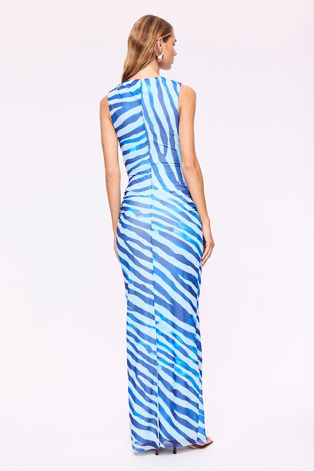 ALEKS ZEBRA SLEEVELESS MAXI DRESS