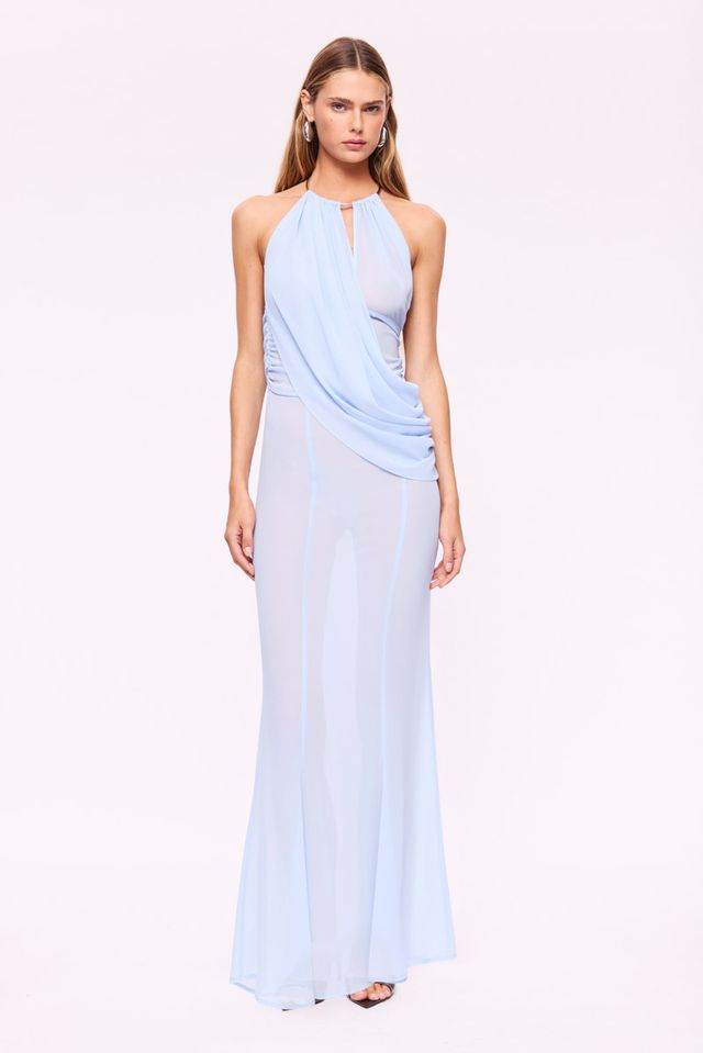 ANNALESE DRAPED GOWN ICE BLUE