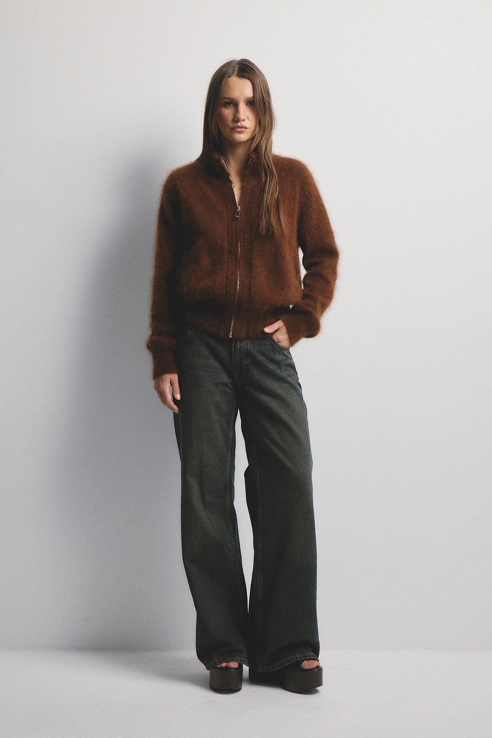 FELIX ZIP UP CARDIGAN CASHMERE