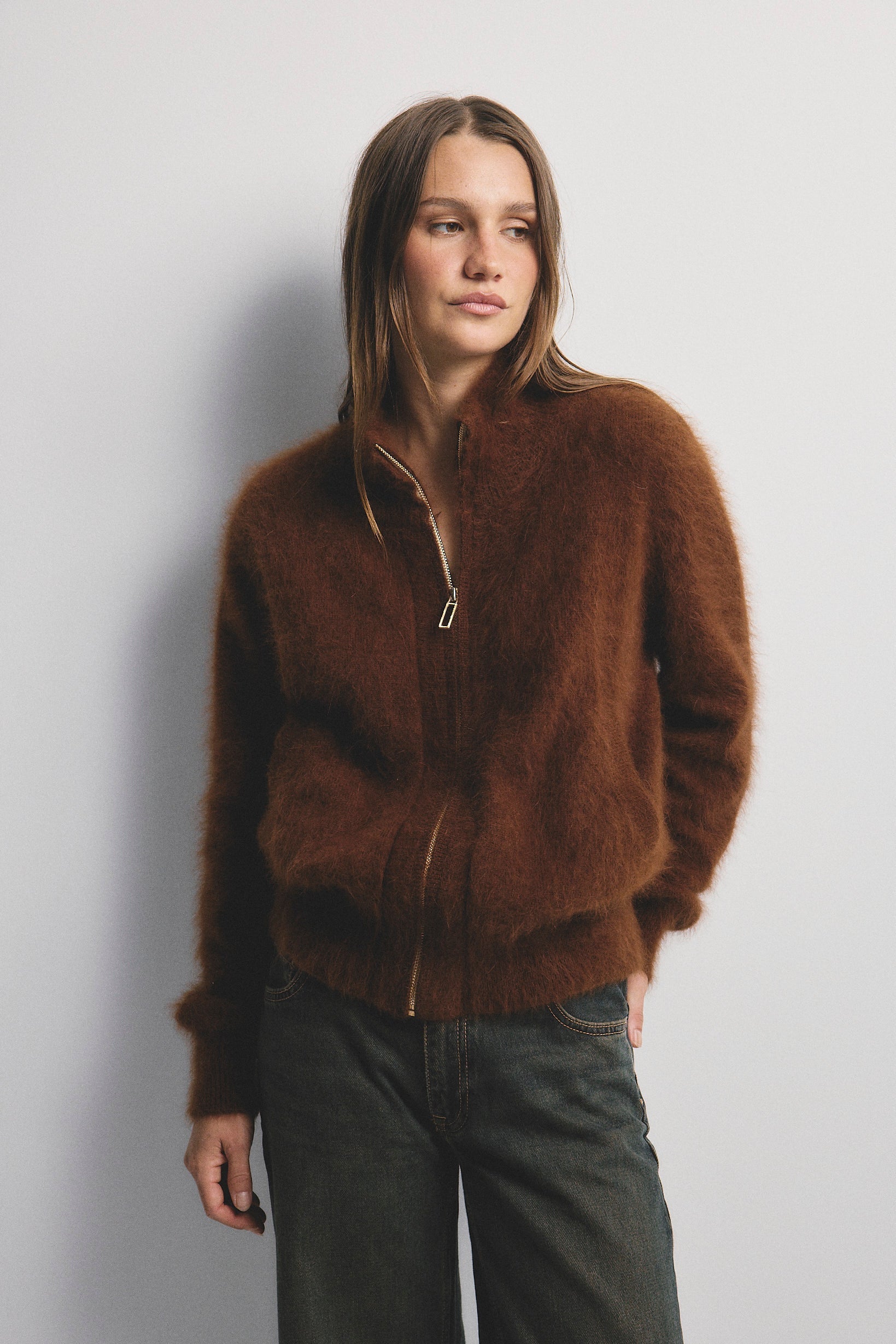 FELIX ZIP UP CARDIGAN CASHMERE