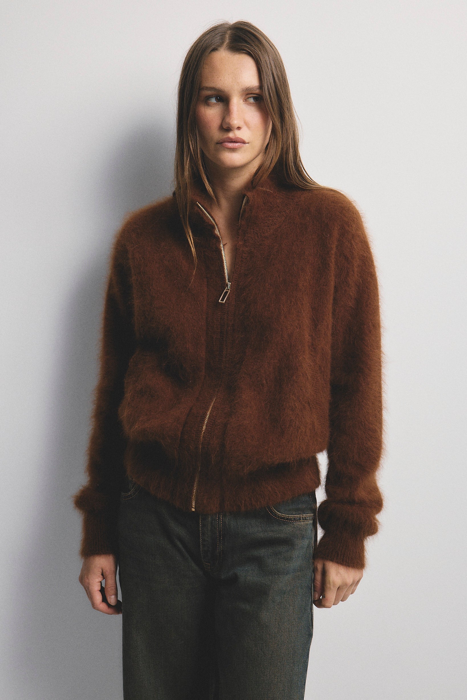 FELIX ZIP UP CARDIGAN CASHMERE
