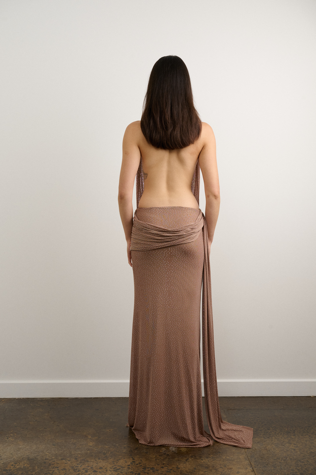 NATALIE DRESS - TOFFEE RHINESTONE