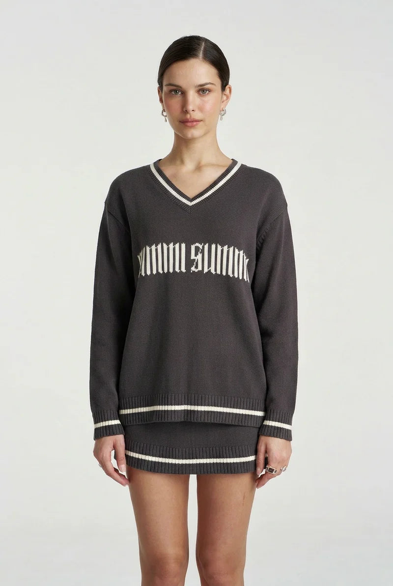 SUMMI KNIT MINI SKIRT - SHADOW