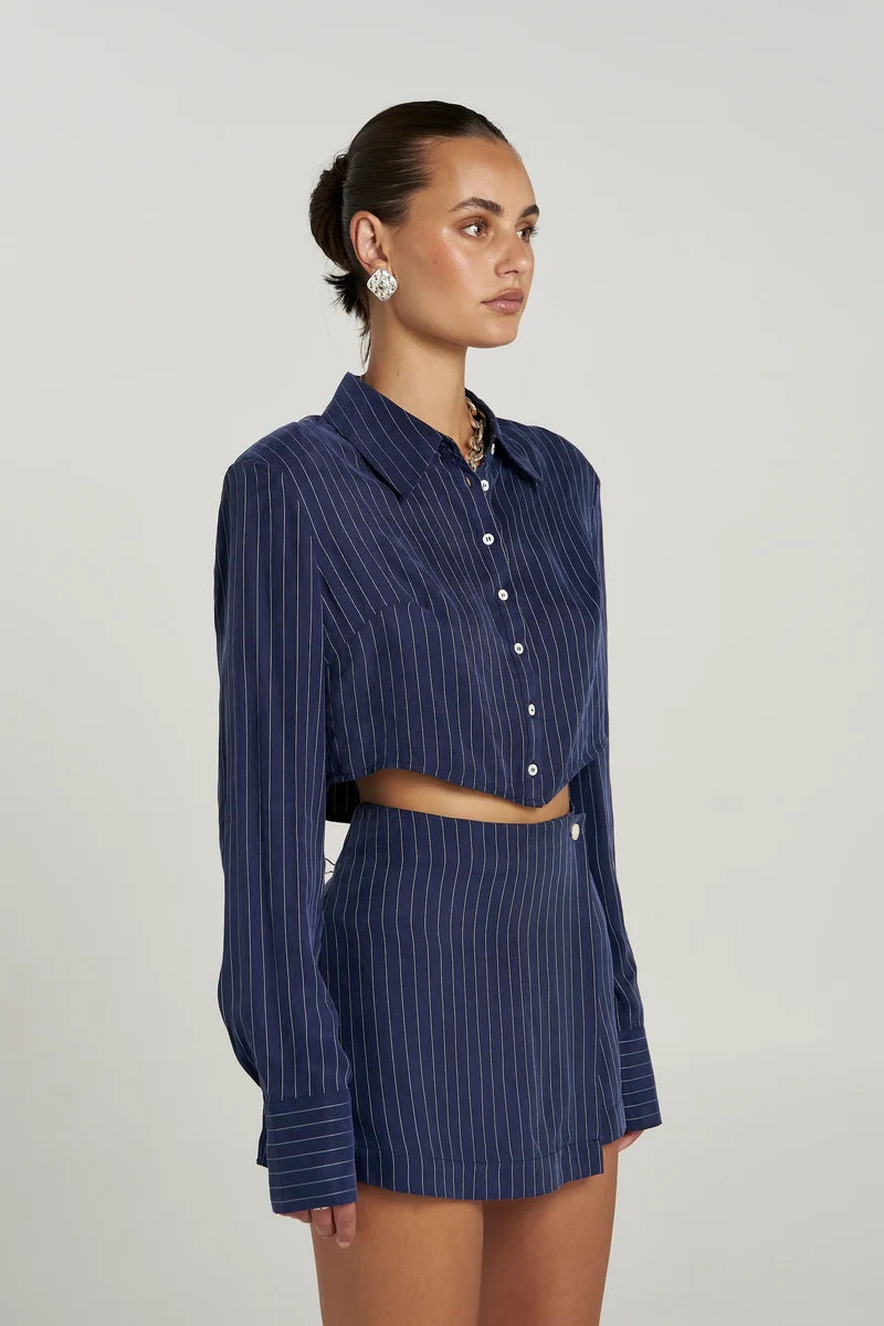 ASYM SKORT - NAVY STRIPE