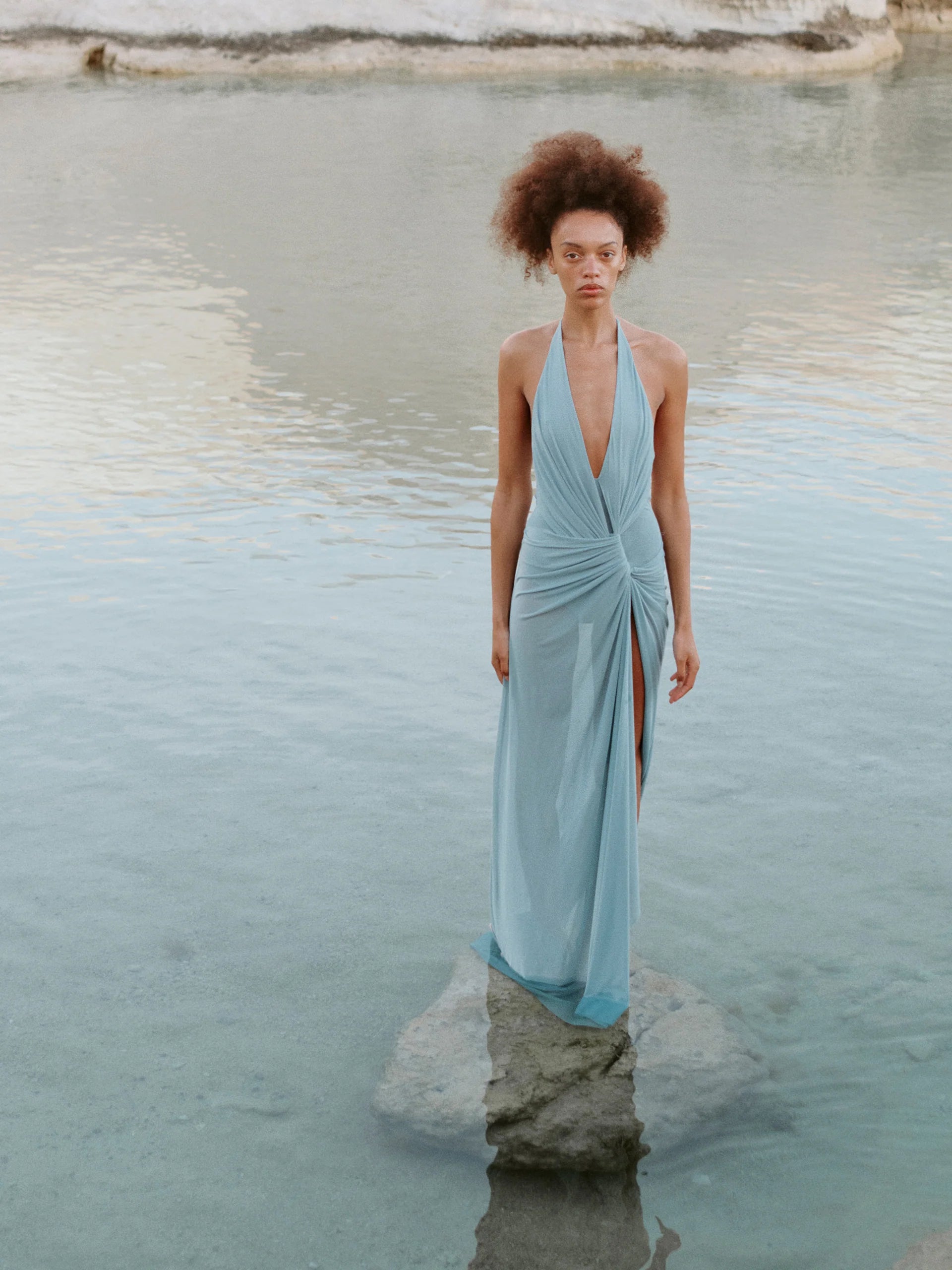 XANTHI V NECK MAXI DRESS - BLUE