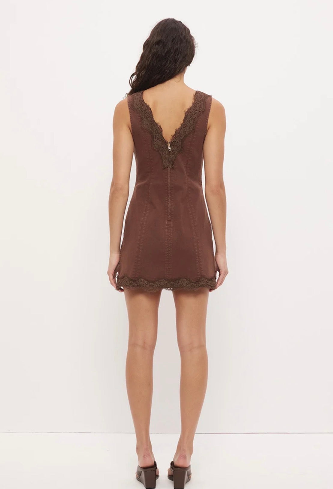 LACE DENIM MINI DRESS