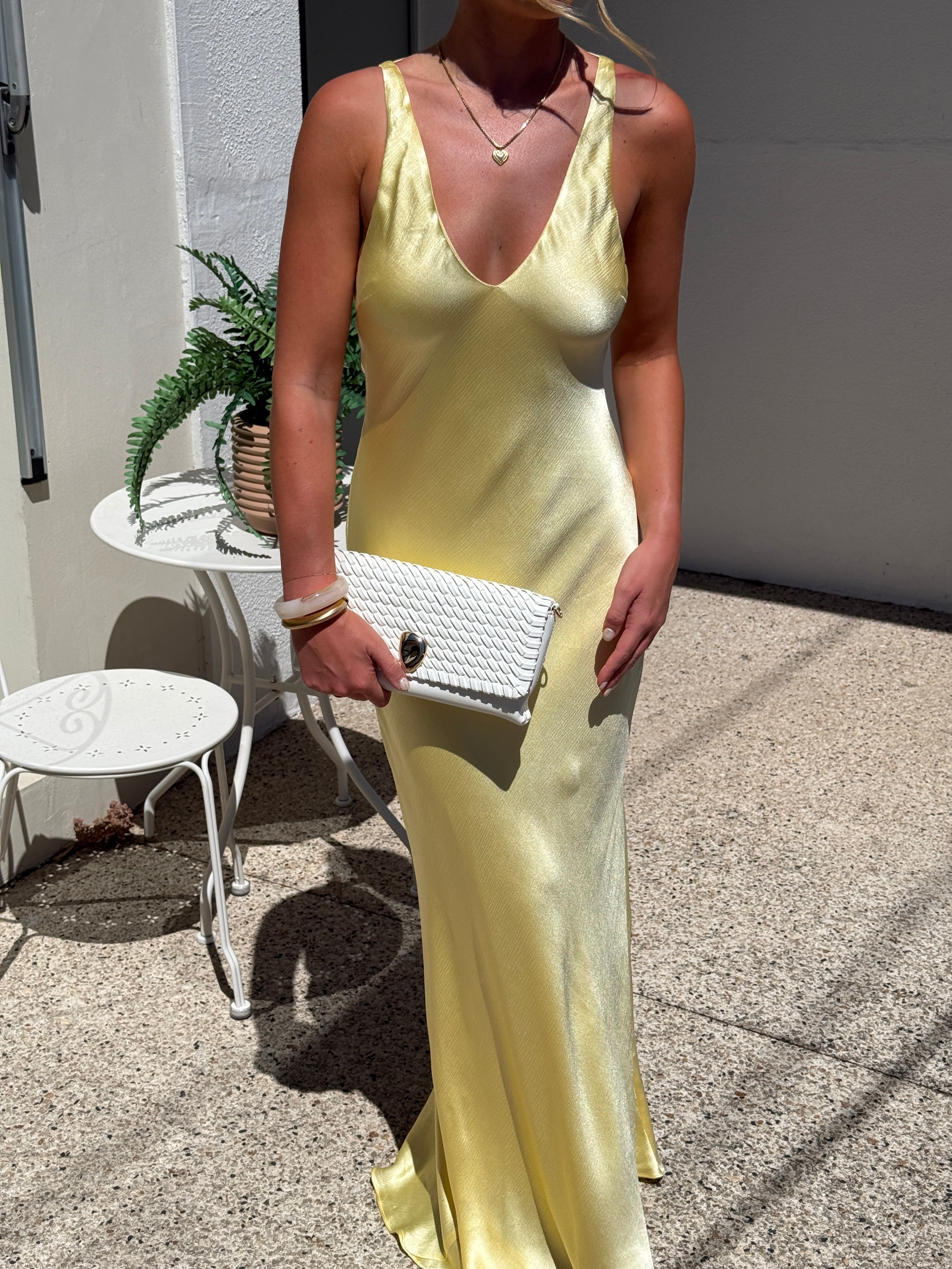 FLORENCE V NECK MAXI DRESS CITRON