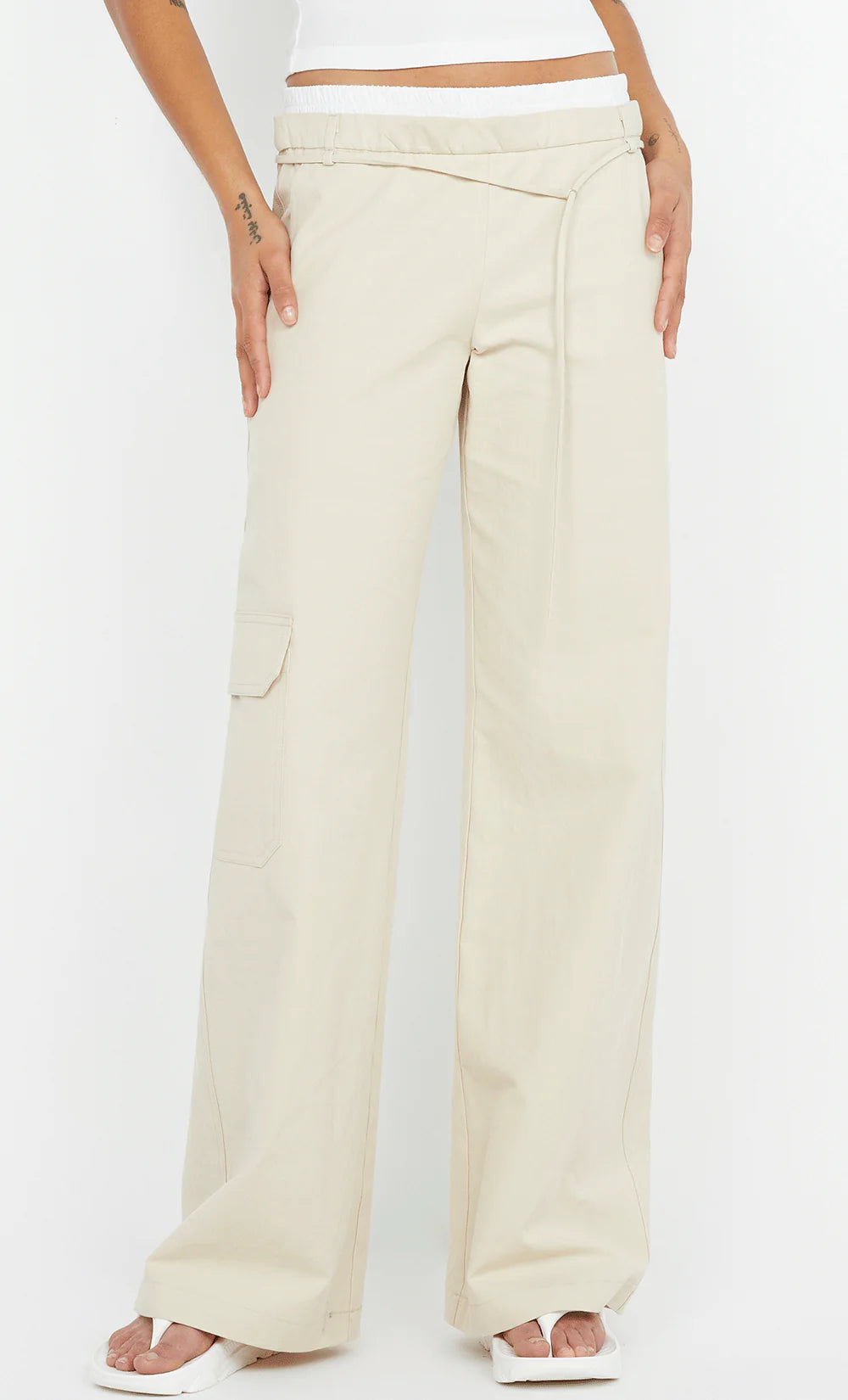 KELSI POCKET PANT BONE/WHITE