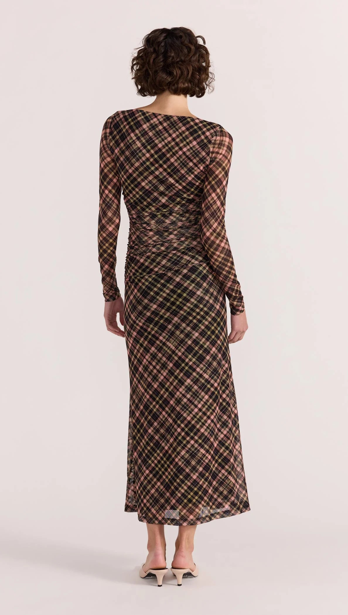 REIGN MESH MIDI DRESS - CHECK