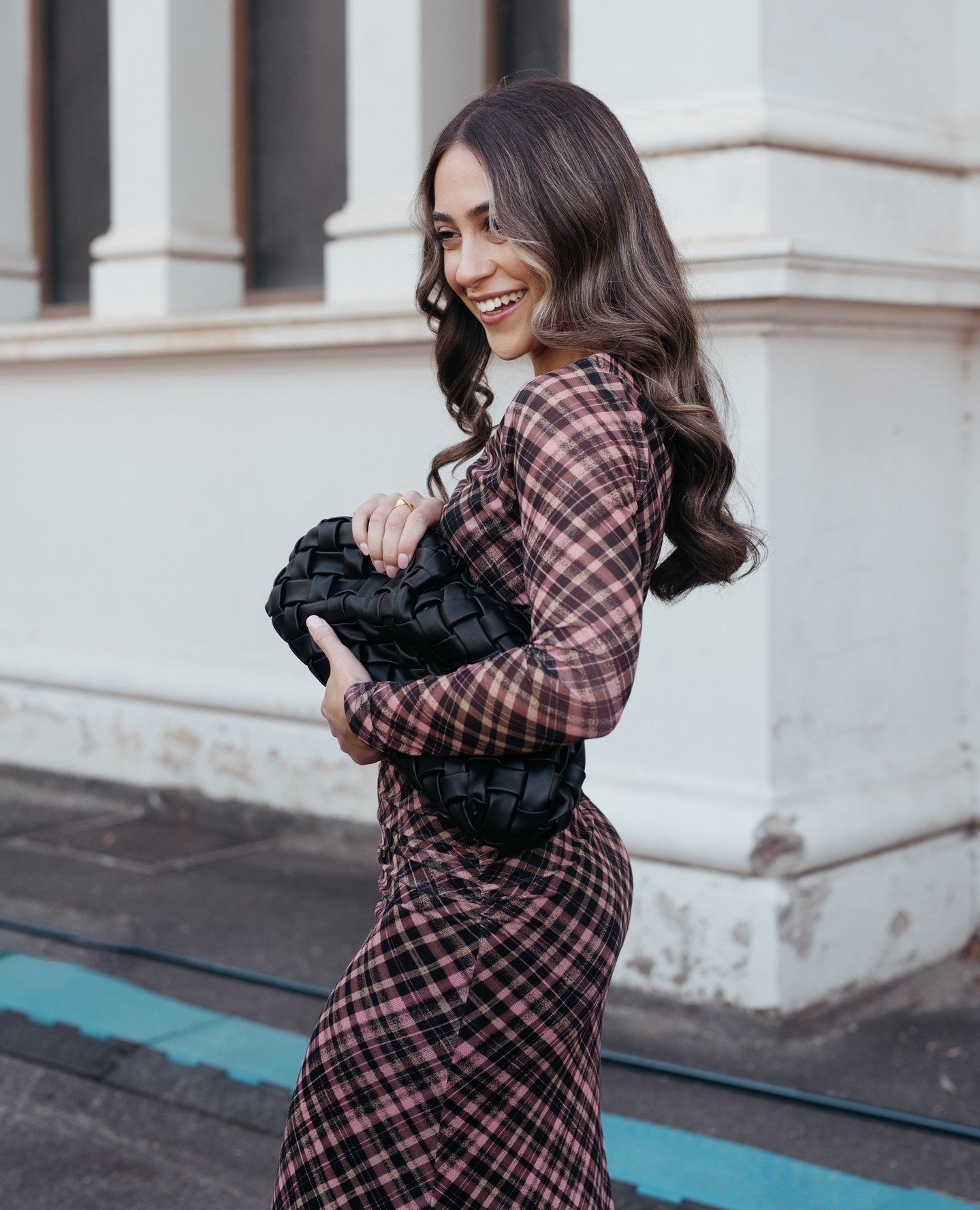 REIGN MESH MIDI DRESS - CHECK