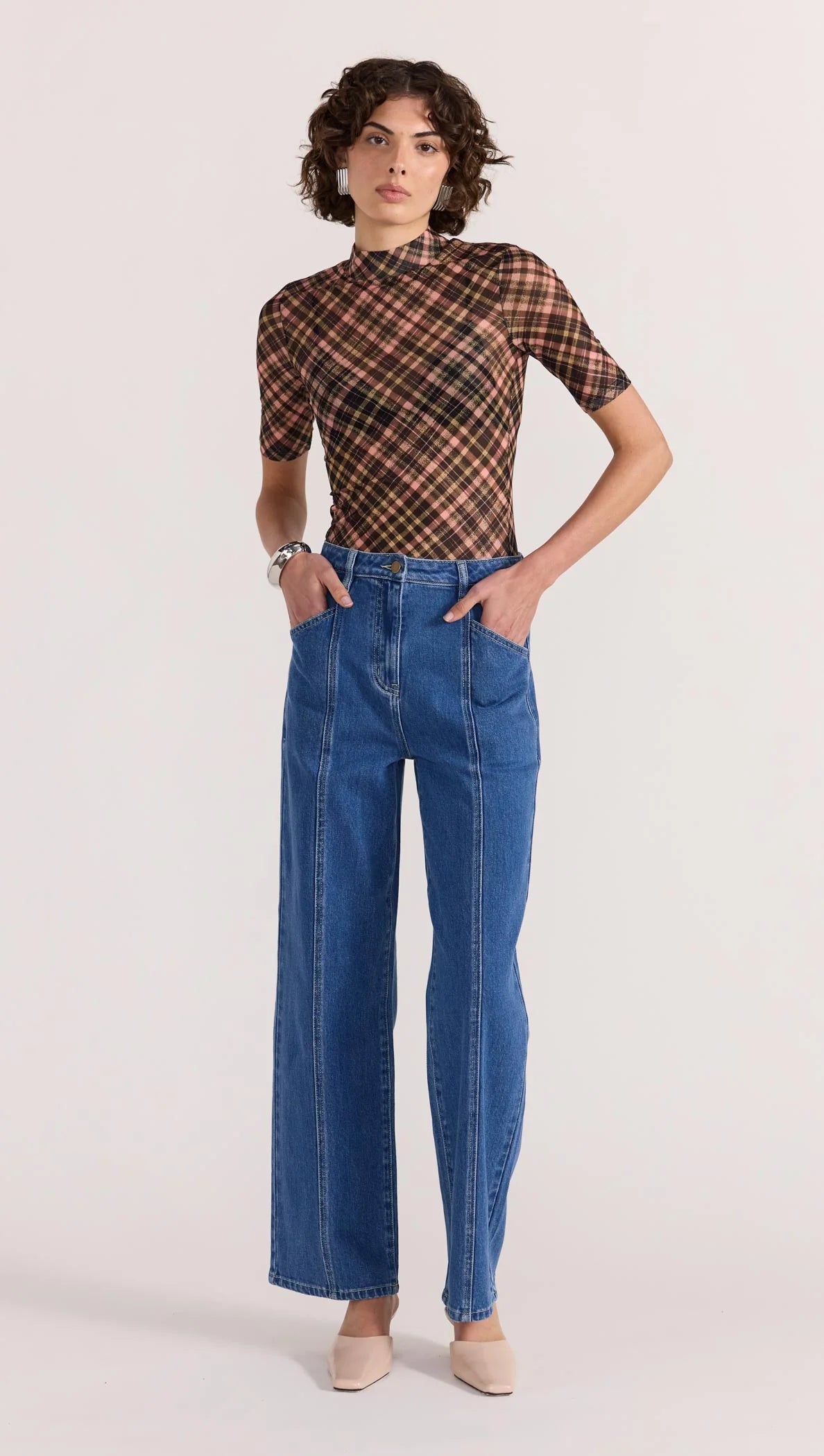 REIGN MESH TOP - CHECK