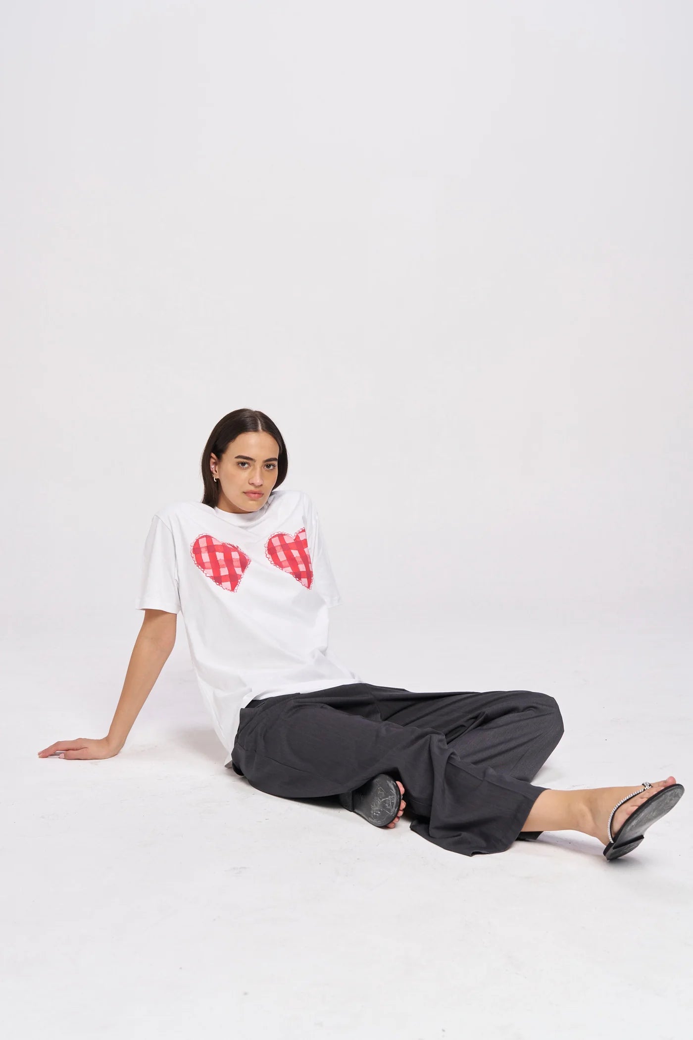 GINGHAM HEARTS TEE