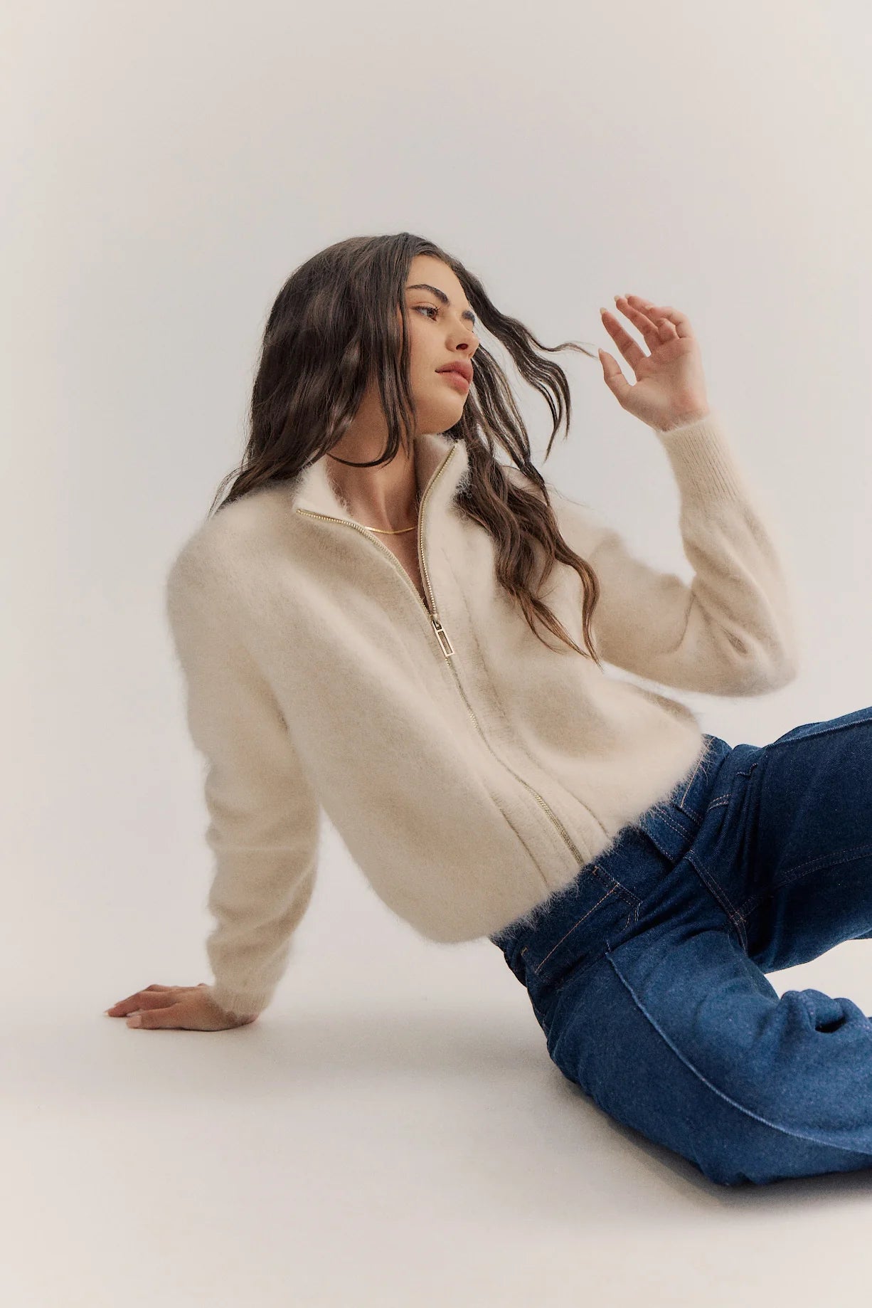 FELIX ZIP UP CARDIGAN CASHMERE