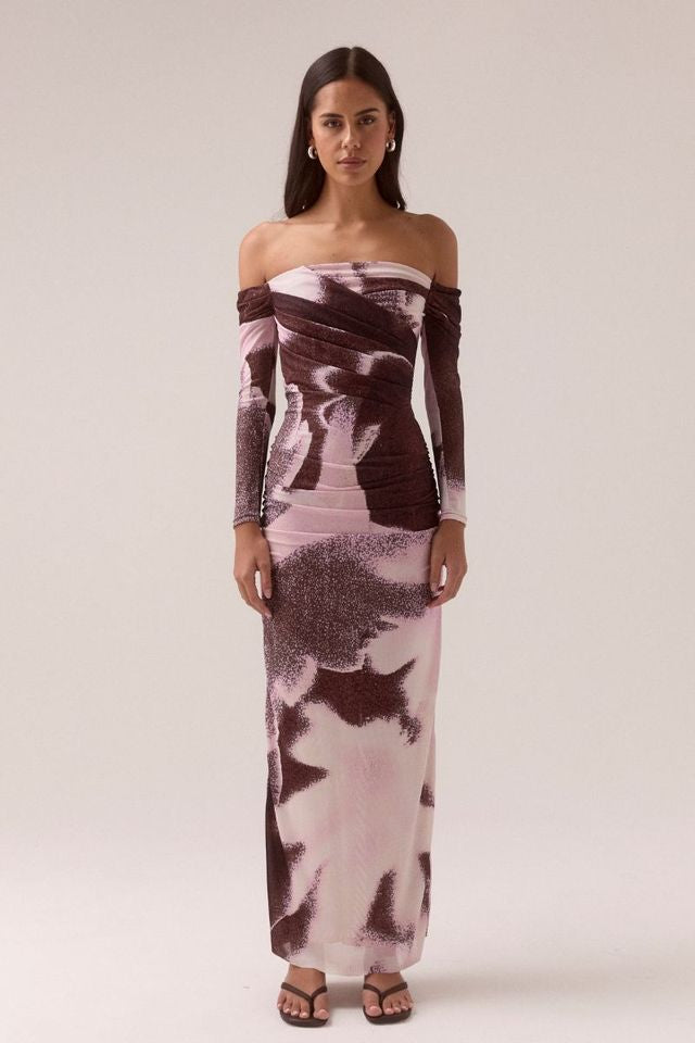 AFTERLIGHT OFF SHOULDER DRESS