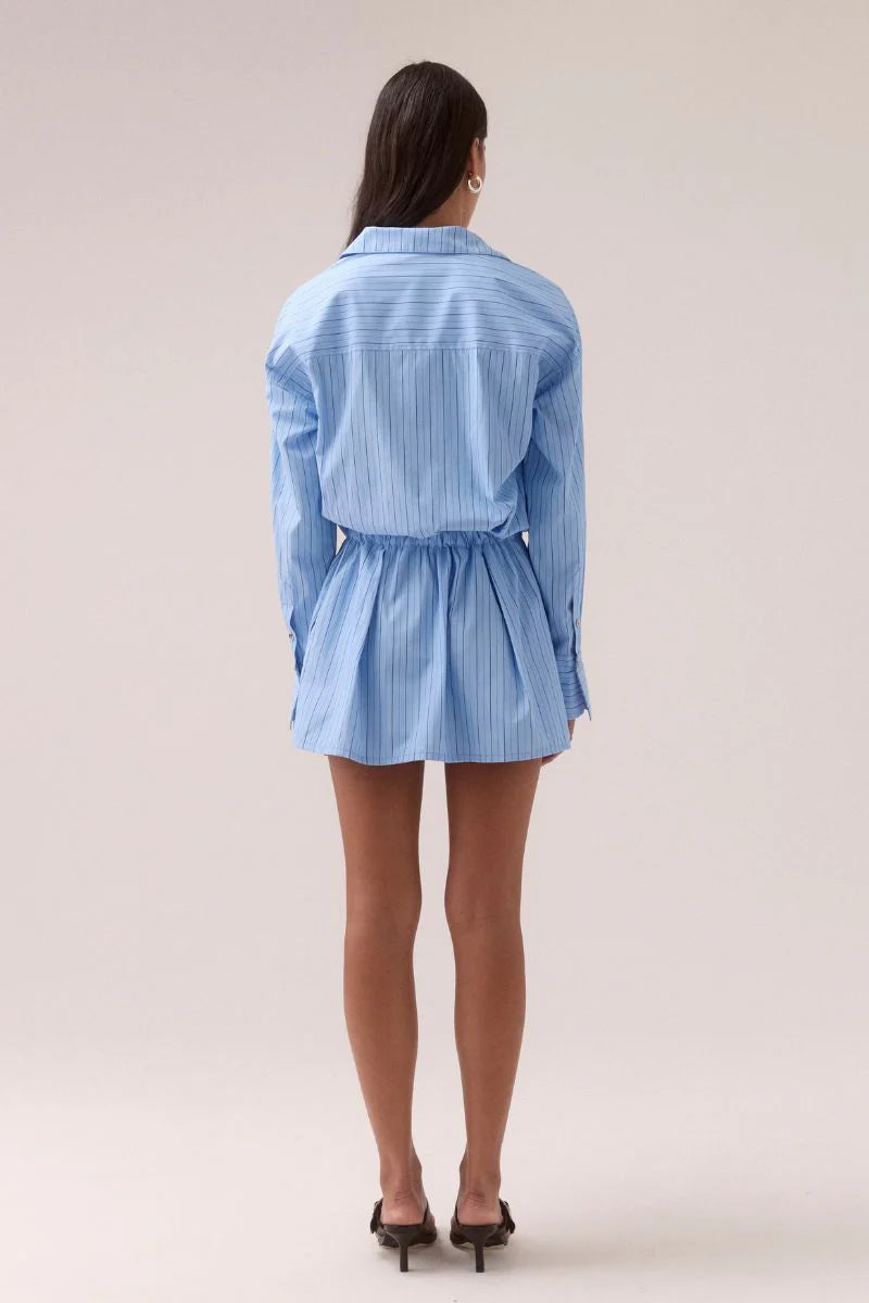 BRYNN SHIRT DRESS - BLUE STRIPE