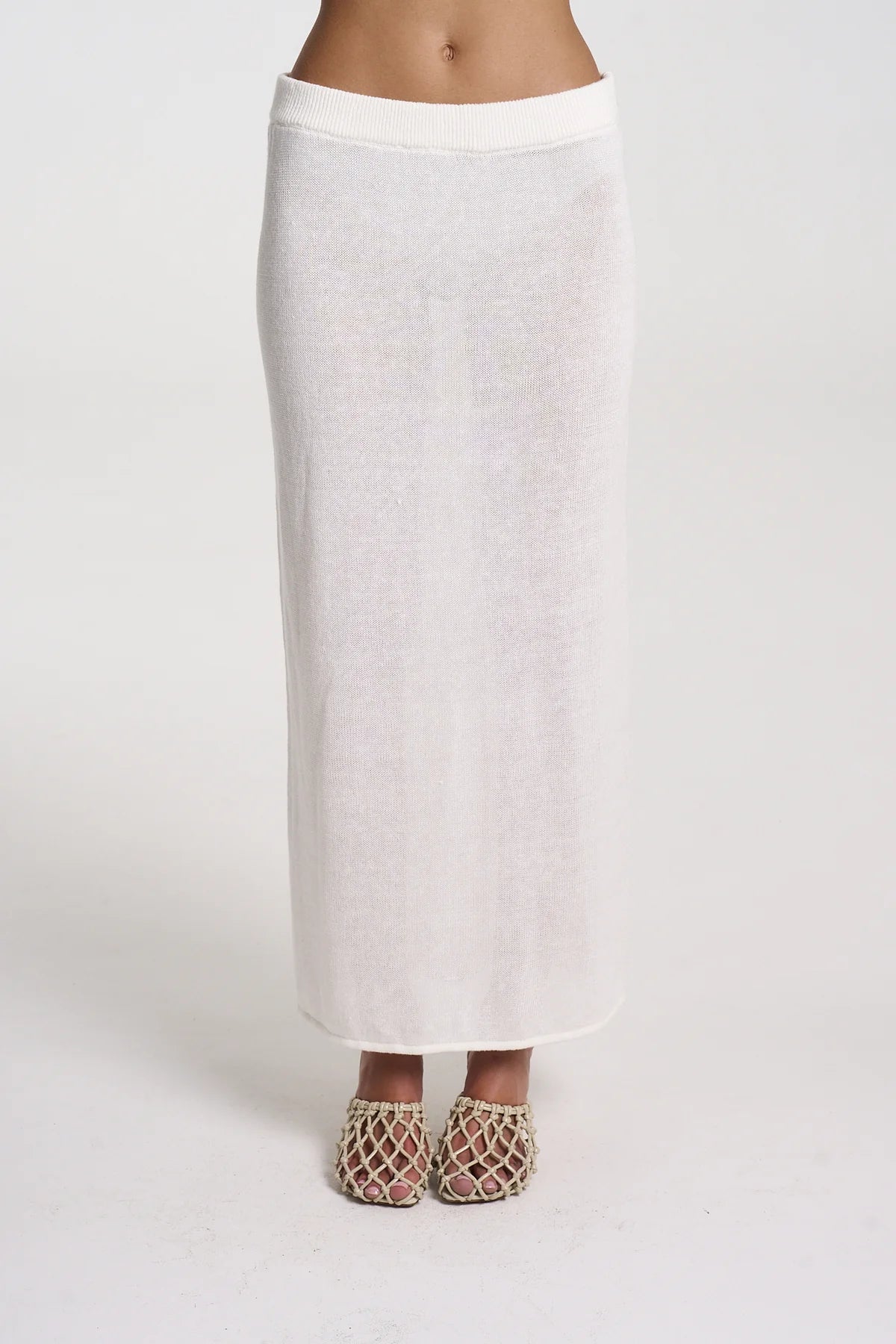 KNIT MAXI SKIRT - WHITE