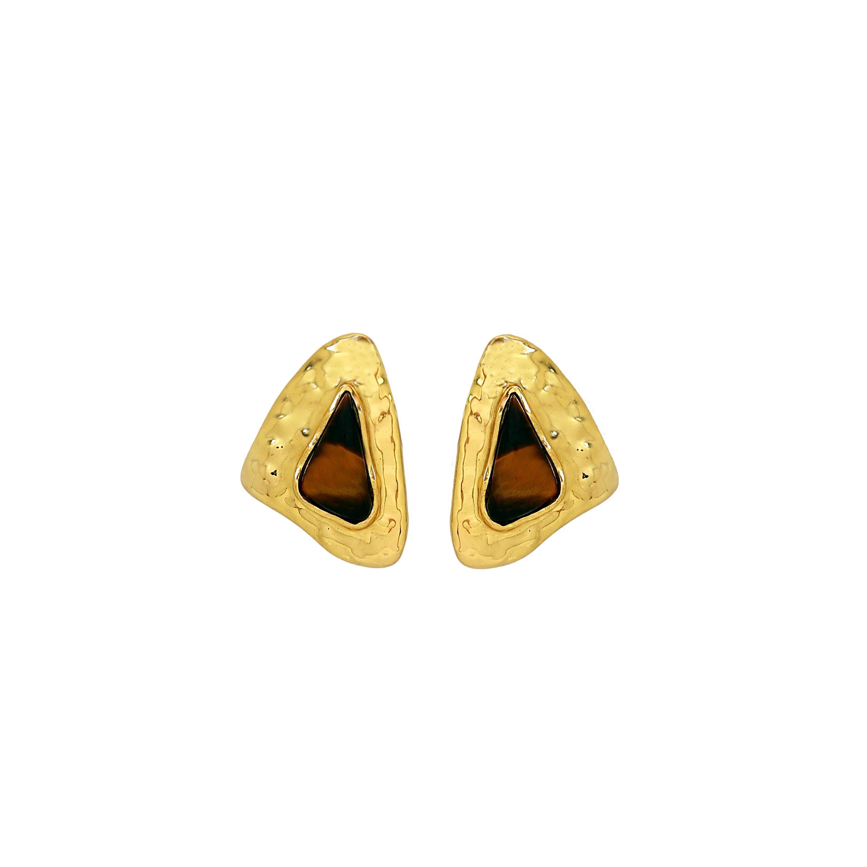 MIKAELA EARRINGS GOLD TIGERS EYE