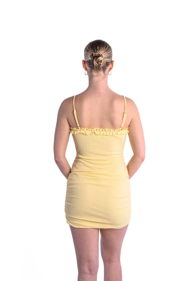 YELLOW KEYHOLE MINI DRESS