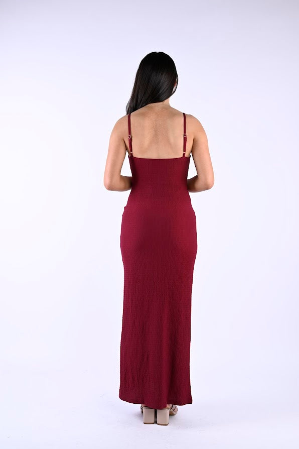 BURGUNDY MIDI DRESS