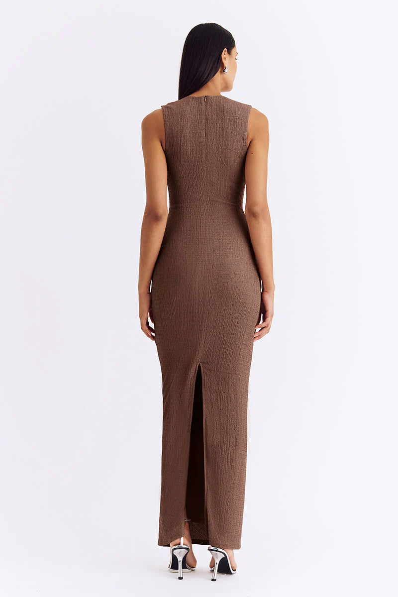 JACQUI SCOOP NECK MAXI DRESS - MOCHA