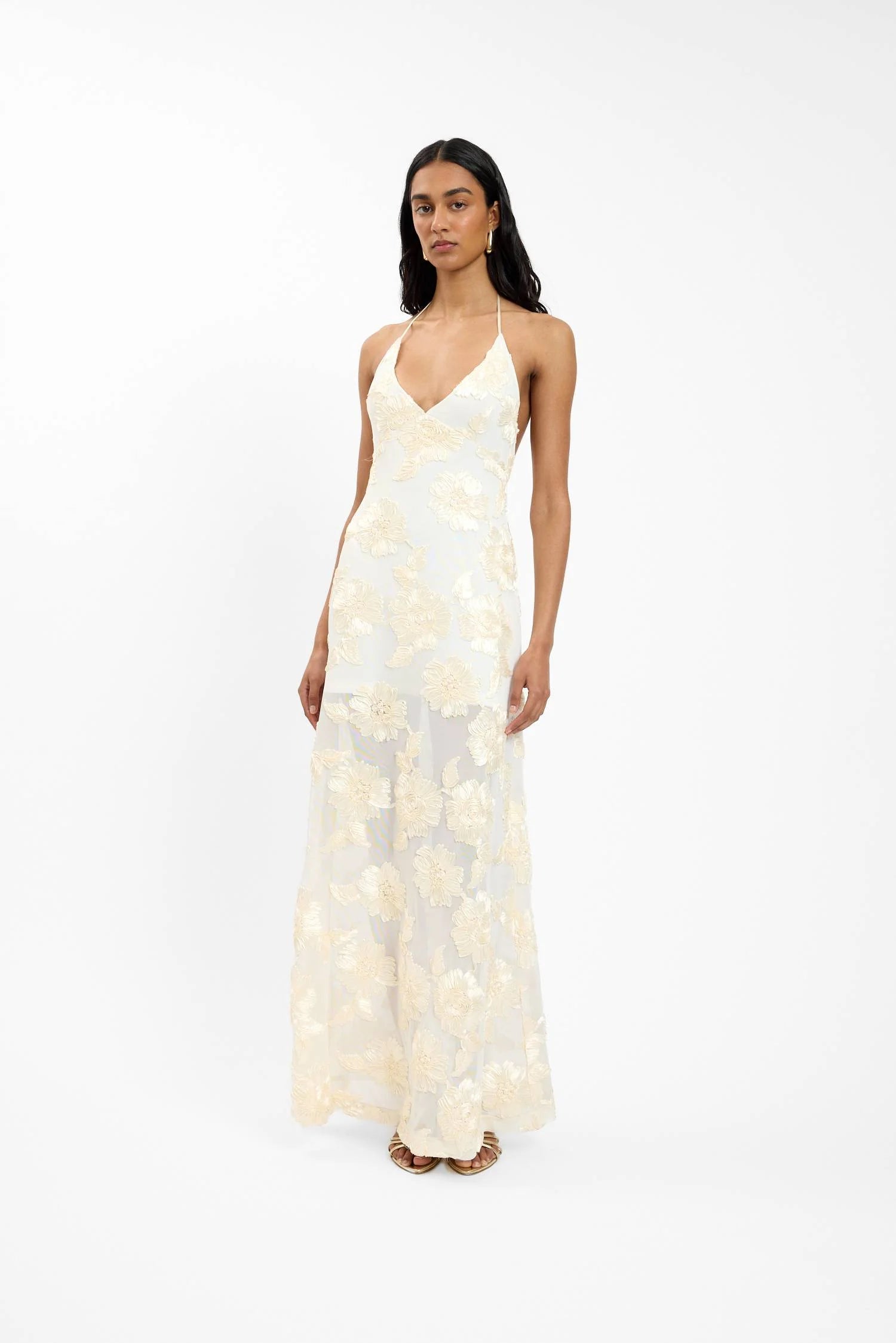 EMBELLISHED HALTER MAXI DRESS