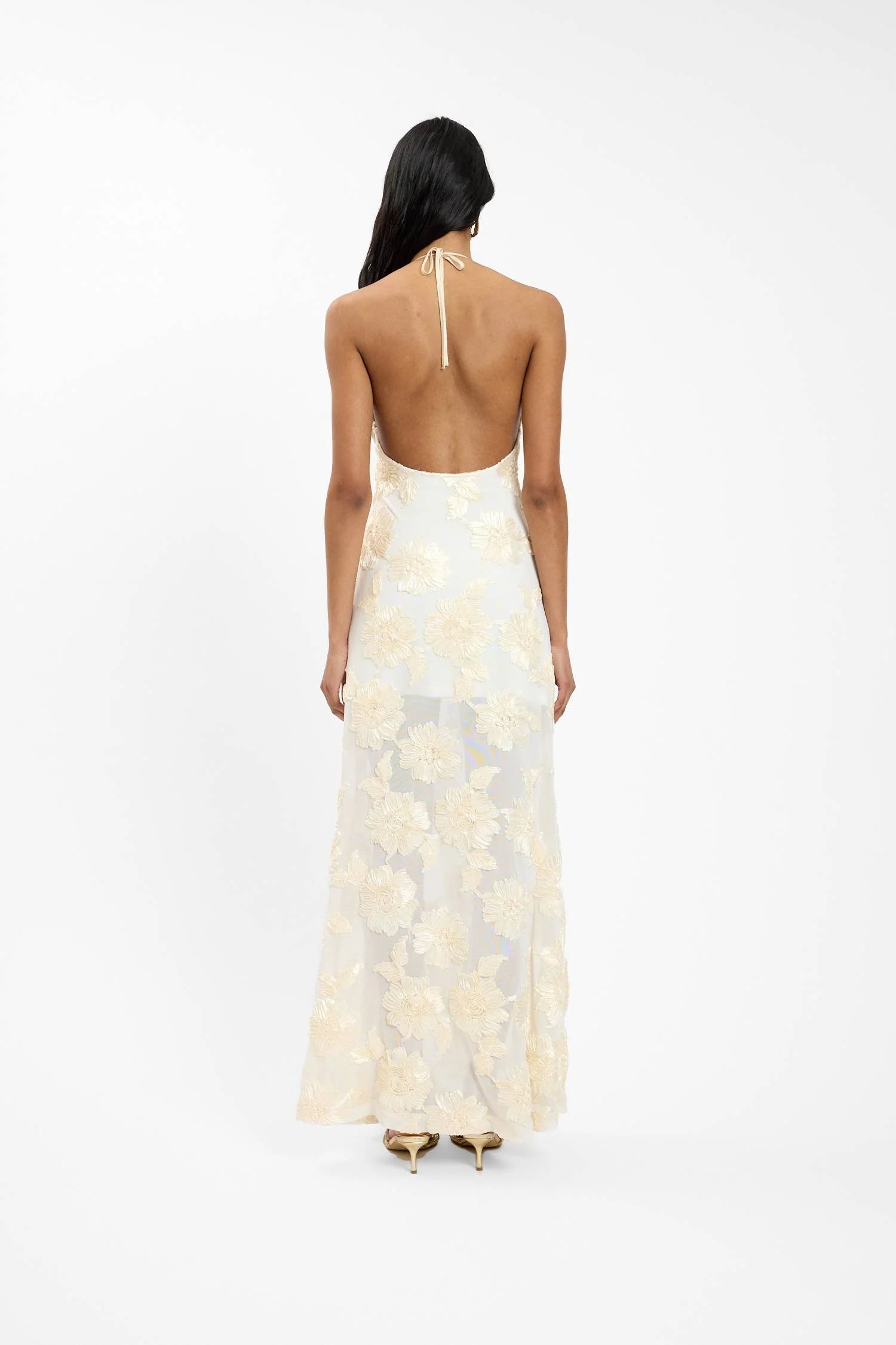 EMBELLISHED HALTER MAXI DRESS