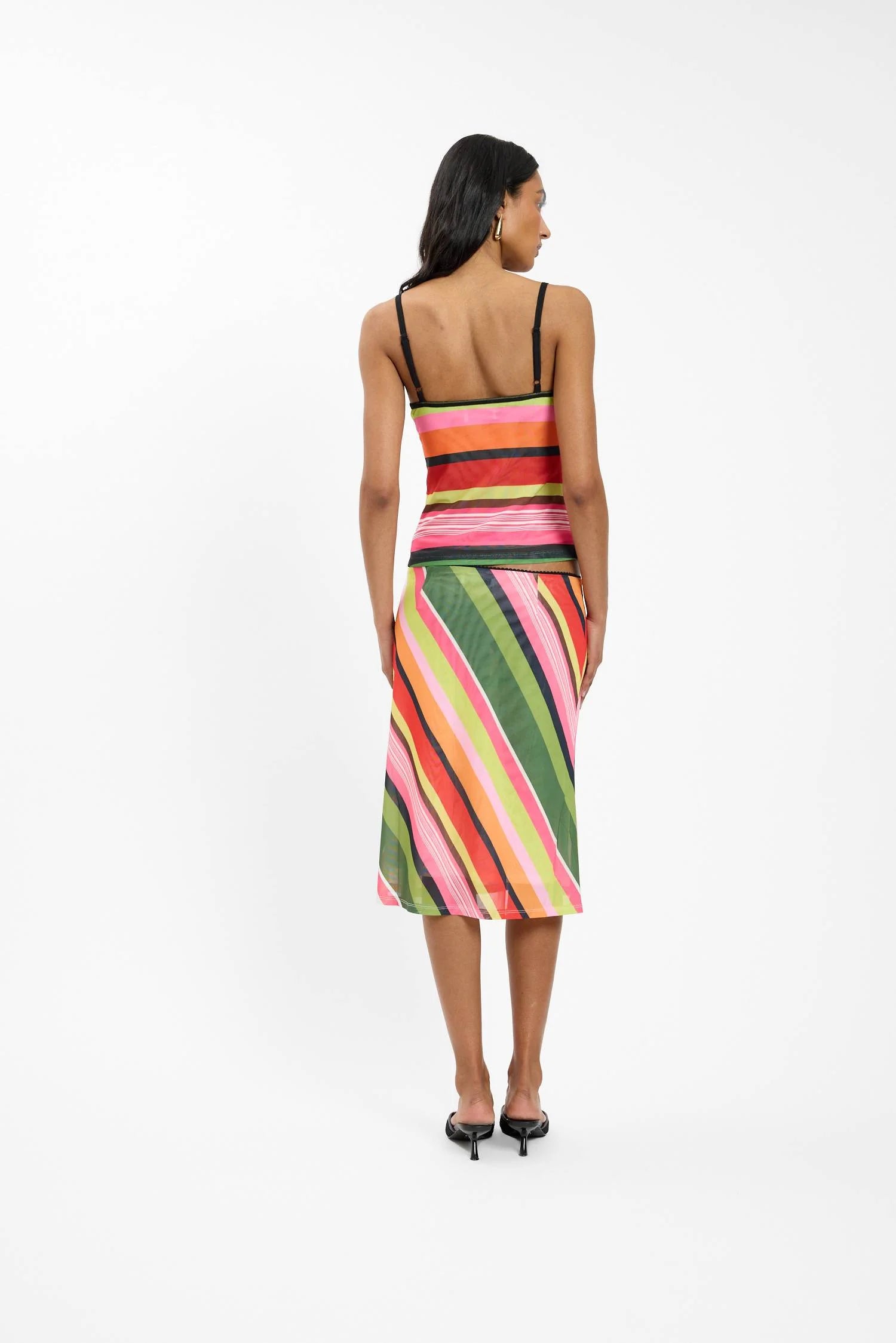 EMERALD STRIPE MESH CAMISOLE