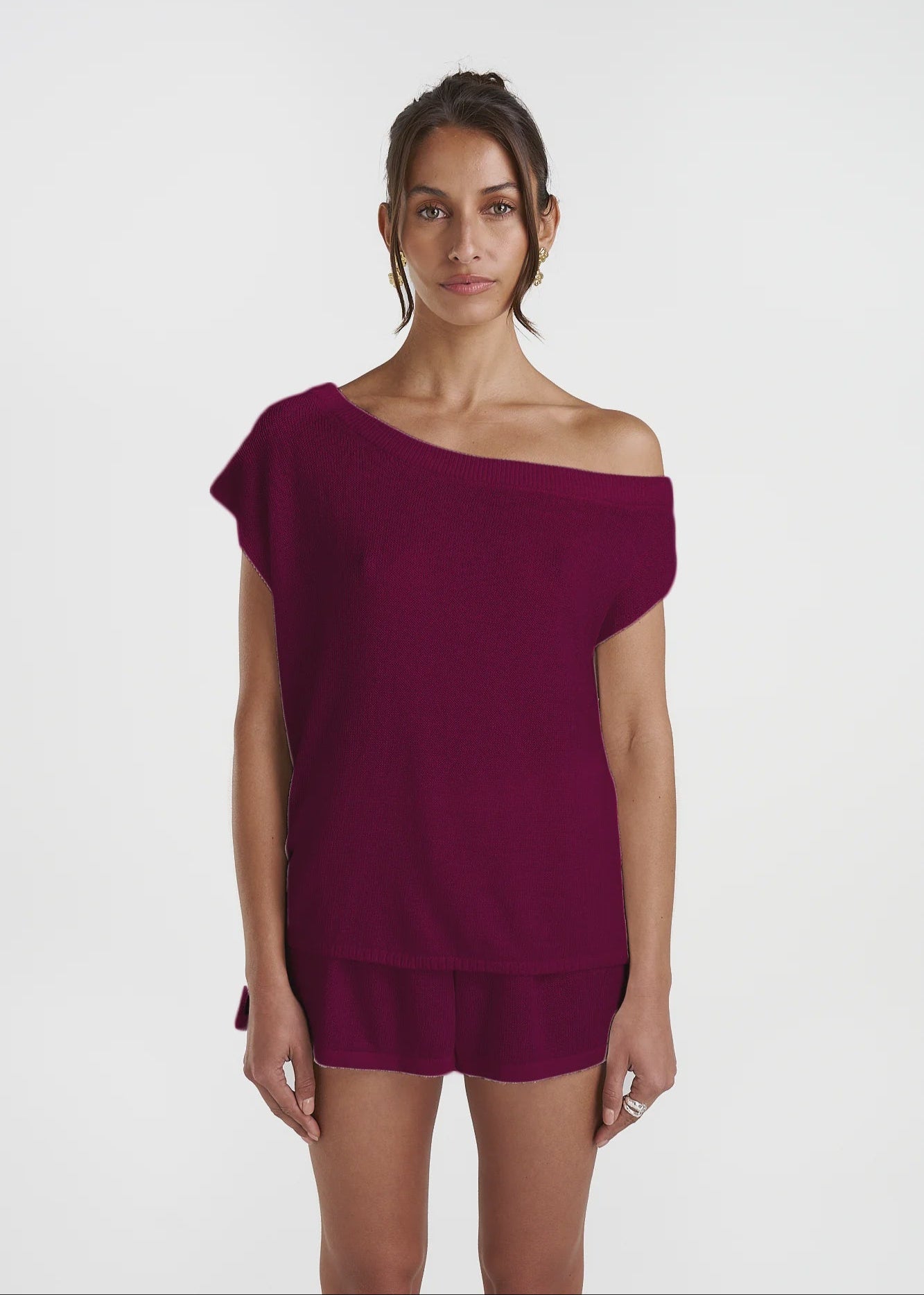 PLUM OFF SHOULDER KNIT