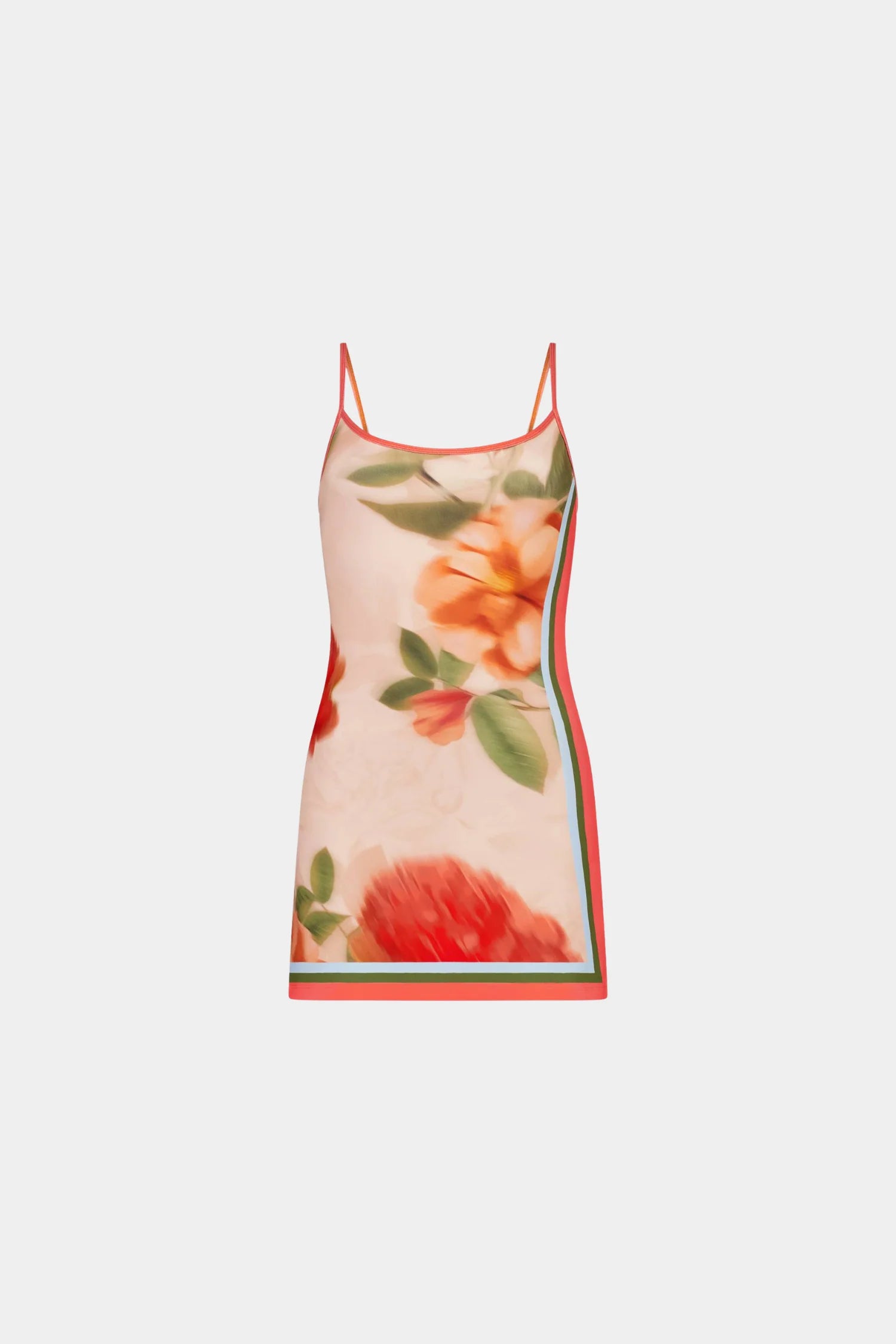 PEACH FLORAL FITTED MINI DRESS