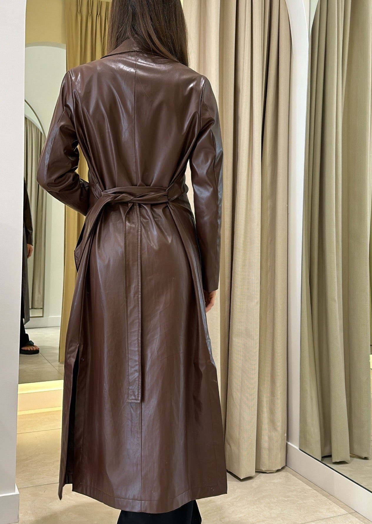 CHOCOLATE PU COAT