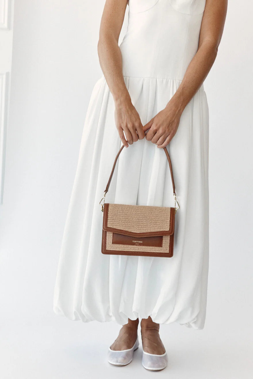 AMELIA RAFFIA BAG TAN