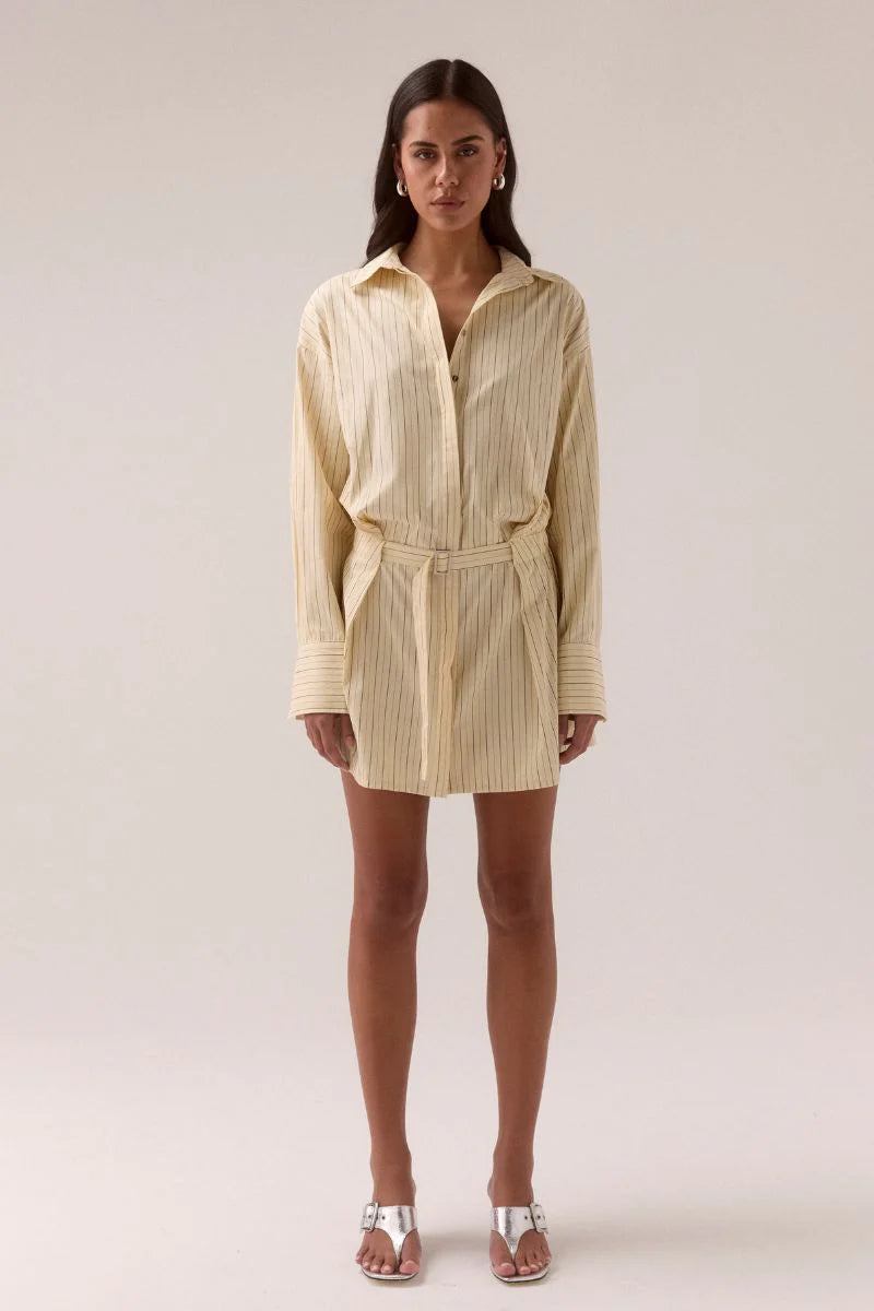BRYNN SHIRT DRESS - LEMONADE